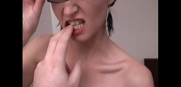  Amazing babe with glasses gives great blowjob